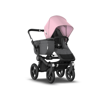 US - Bugaboo D3M stroller bundle black grey melange soft pink