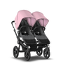 Bugaboo Donkey 3 Twin seat and carrycot pushchair soft pink sun canopy, grey melange fabrics, black base - Thumbnail Slide 5 of 9