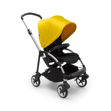 Bugaboo Bee 6 seat stroller lemon yellow sun canopy, black fabrics, aluminium base - view 1