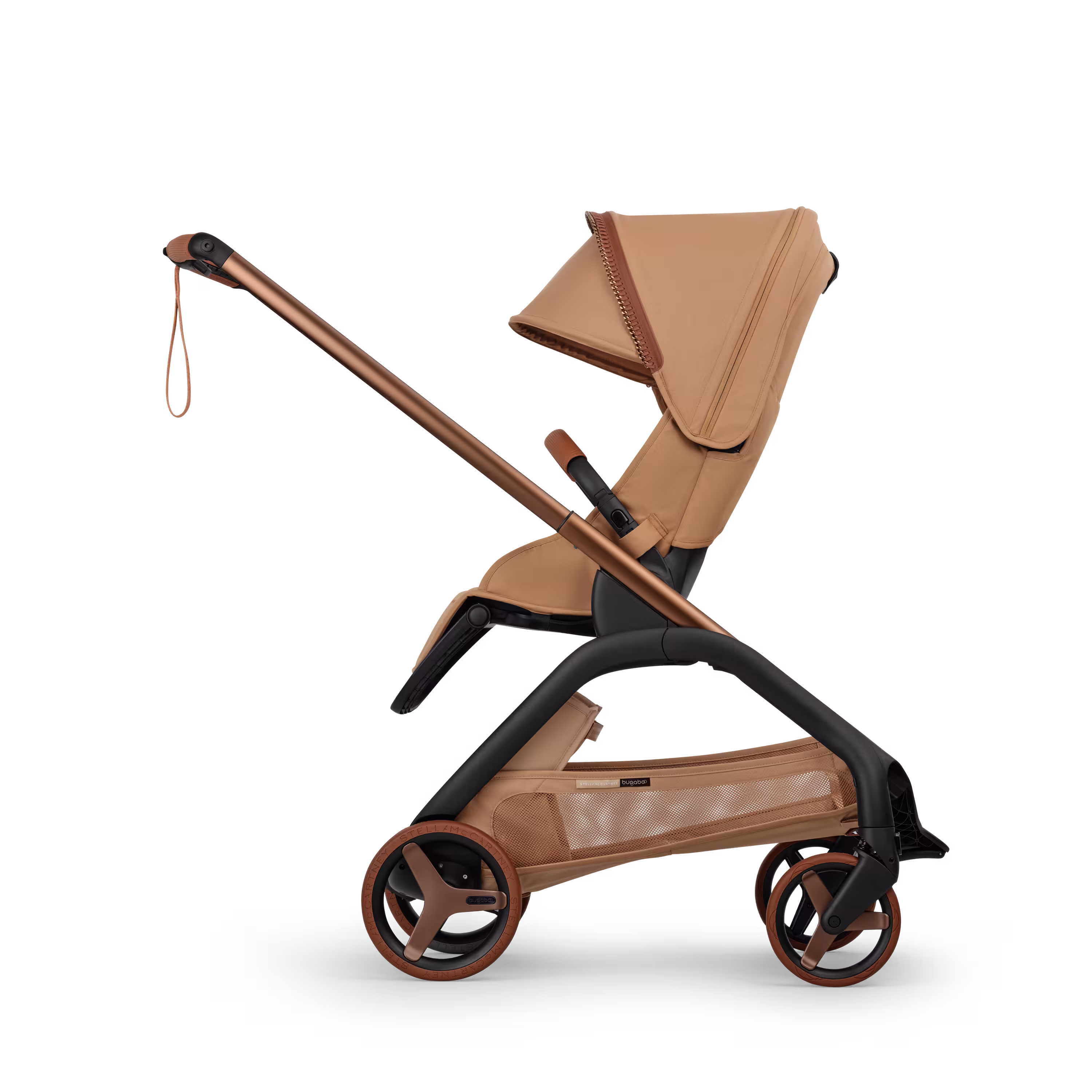 Bugaboo x Stella McCartney Dragonfly Plus seat stroller tobacco brown base, tobacco brown fabrics, tobacco brown sun canopy - Main Modal Image Slide 2 of 12