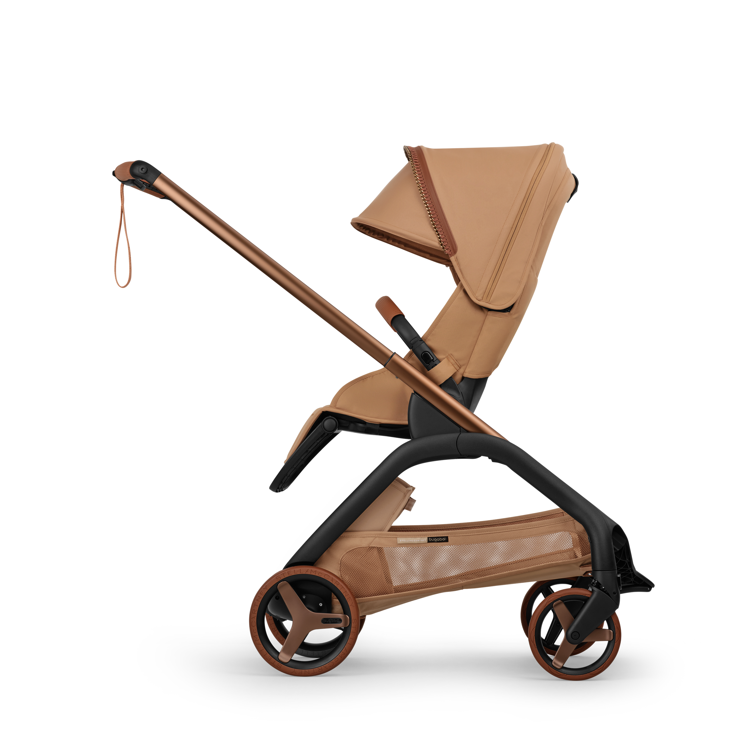 Bugaboo x Stella McCartney Dragonfly Plus seat stroller tobacco brown base, tobacco brown fabrics, tobacco brown sun canopy - Thumbnail Slide 2 of 12