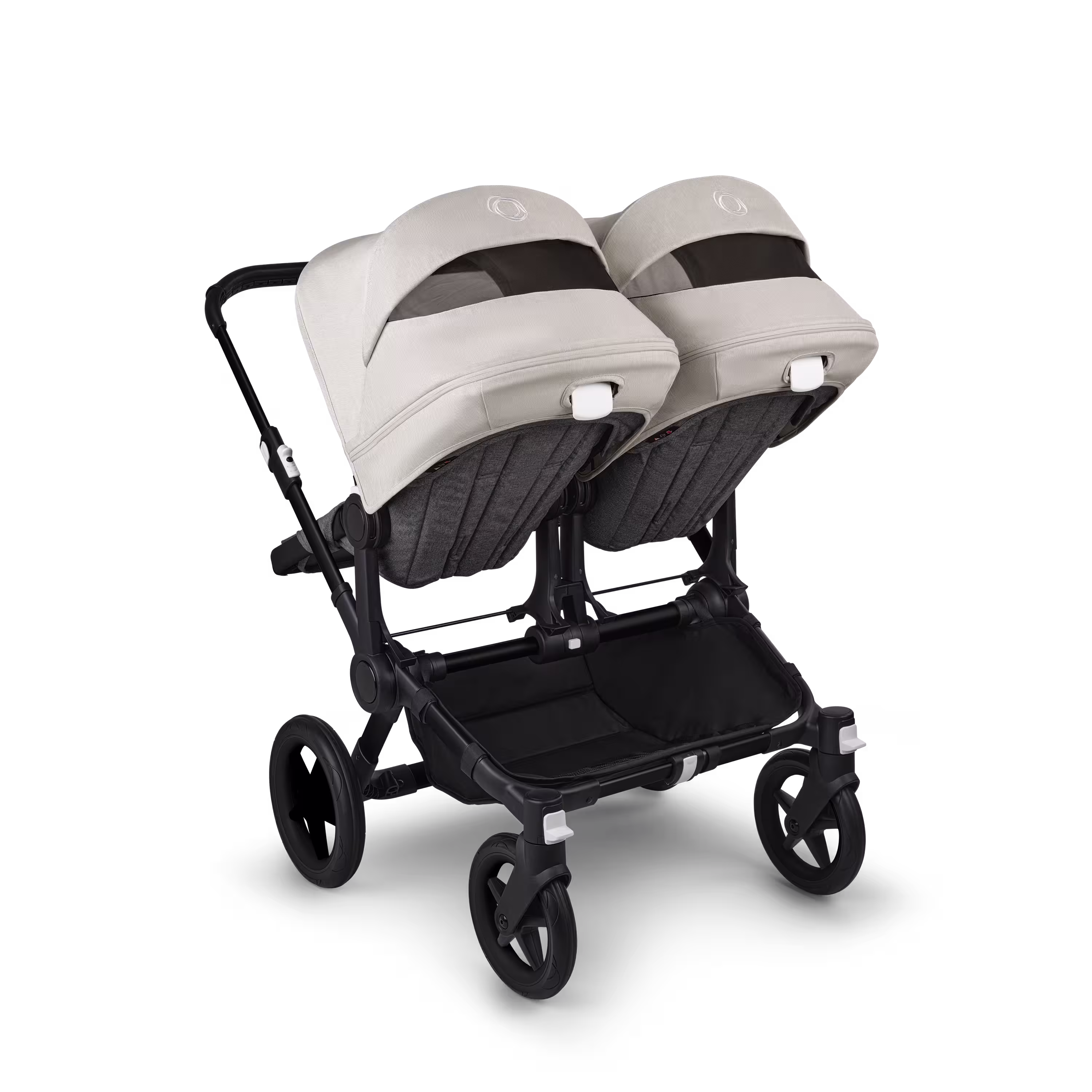 Bugaboo Donkey 5 twin stroller black base, grey mélange fabrics, misty white sun canopy - Main Modal Image Slide 4 of 12
