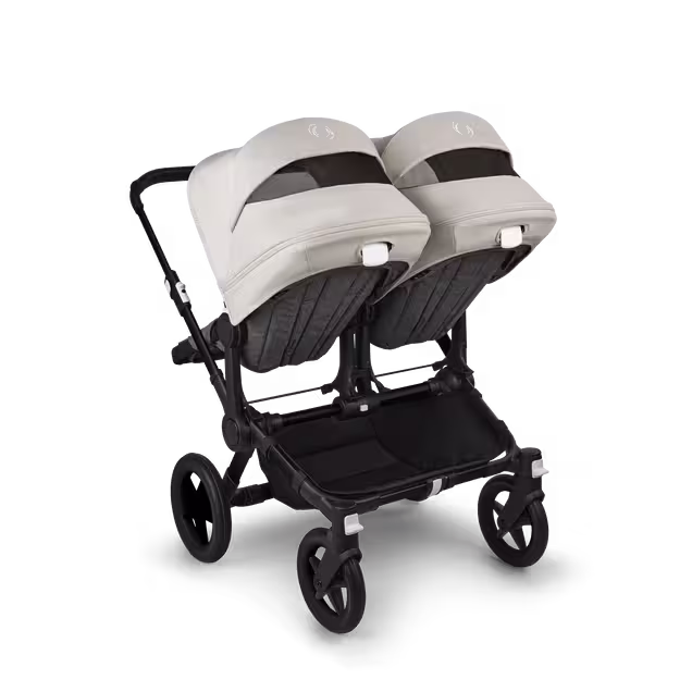 Bugaboo Donkey 5 twin stroller black base, grey mélange fabrics, misty white sun canopy - Main Image Slide 4 of 12