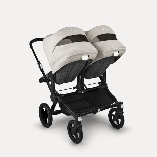 Bugaboo Donkey 5 twin stroller black base, grey mélange fabrics, misty white sun canopy - Main Image Slide 4 of 12