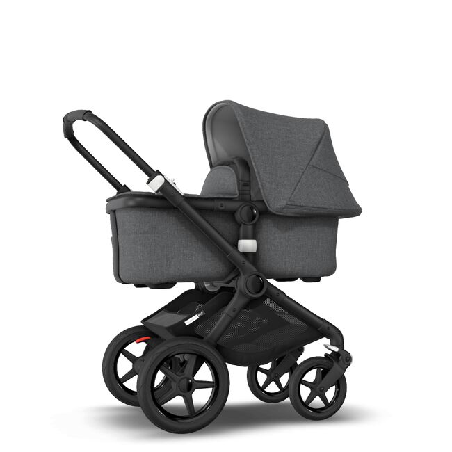 Fox 2 Seat and Bassinet Stroller Grey Melange sun canopy, Grey Melange style set, Black chassis - Main Image Slide 4 of 6