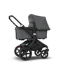 Fox 2 Seat and Bassinet Stroller Grey Melange sun canopy, Grey Melange style set, Black chassis - Thumbnail Slide 4 of 6
