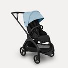 Bugaboo Dragonfly Plus seat stroller black base, heritage black fabrics, skyline blue sun canopy