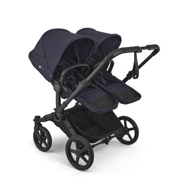 Bugaboo Donkey 6 twin stroller black base, deep indigo fabrics, deep indigo sun canopy  - view 2