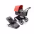 Bugaboo Fox 3 bassinet and seat stroller with graphite frame, grey fabrics, and red sun canopy. - Thumbnail Slide 1 of 7
