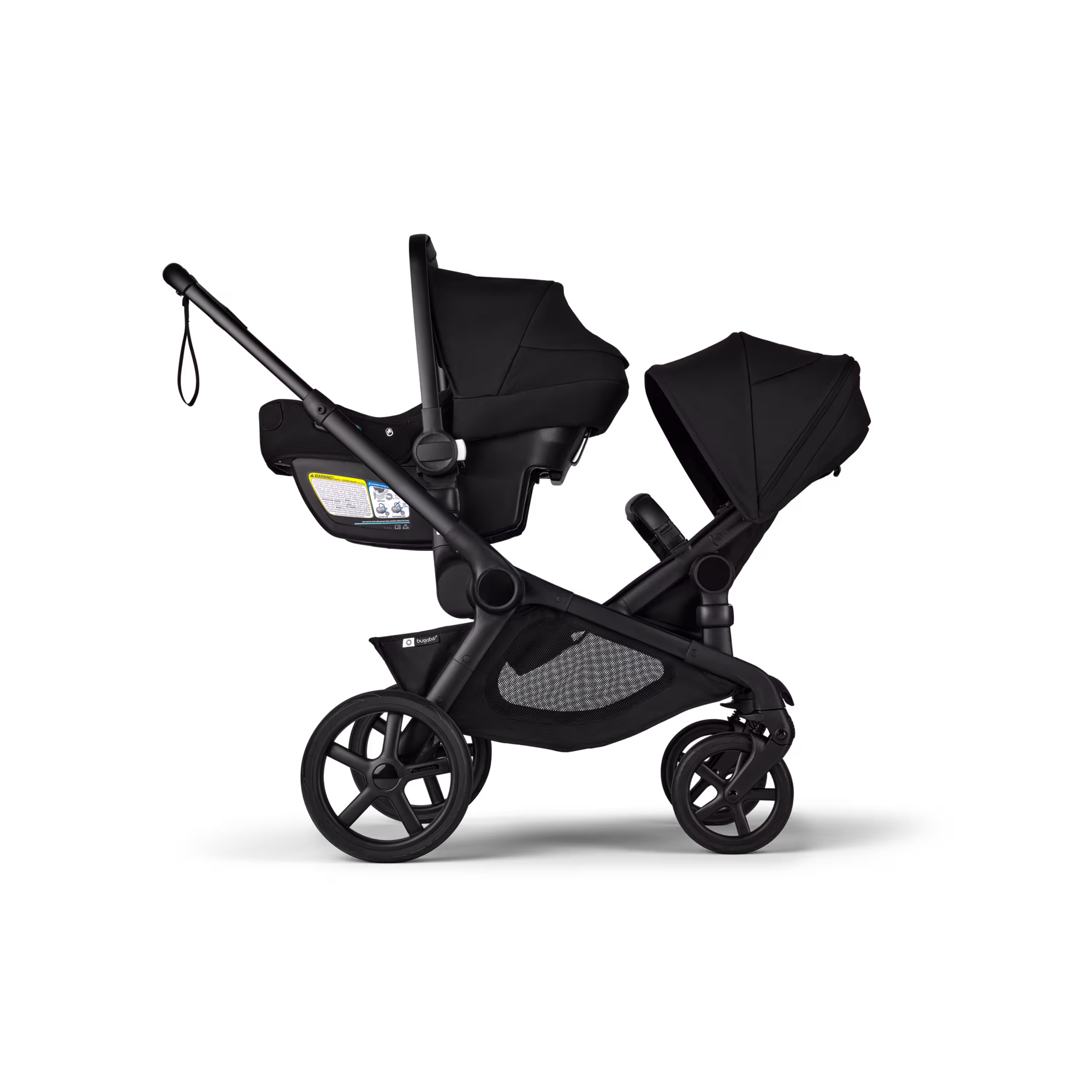 Bugaboo Kangaroo tandem stroller black base, moon grey fabrics, moon grey sun canopy - Main Modal Image Slide 16 of 20