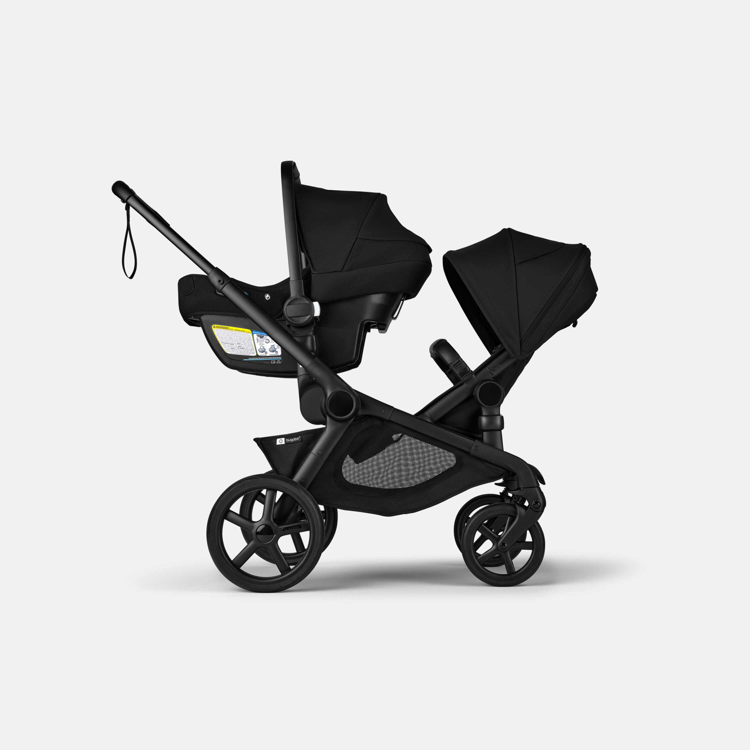 Bugaboo Kangaroo tandem stroller black base, moon grey fabrics, moon grey sun canopy - Main Modal Image Slide 16 of 20