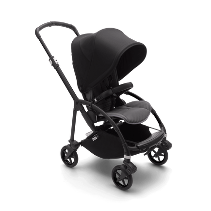 Bugaboo Bee 6 seat stroller black sun canopy, grey melange fabrics, black chassis