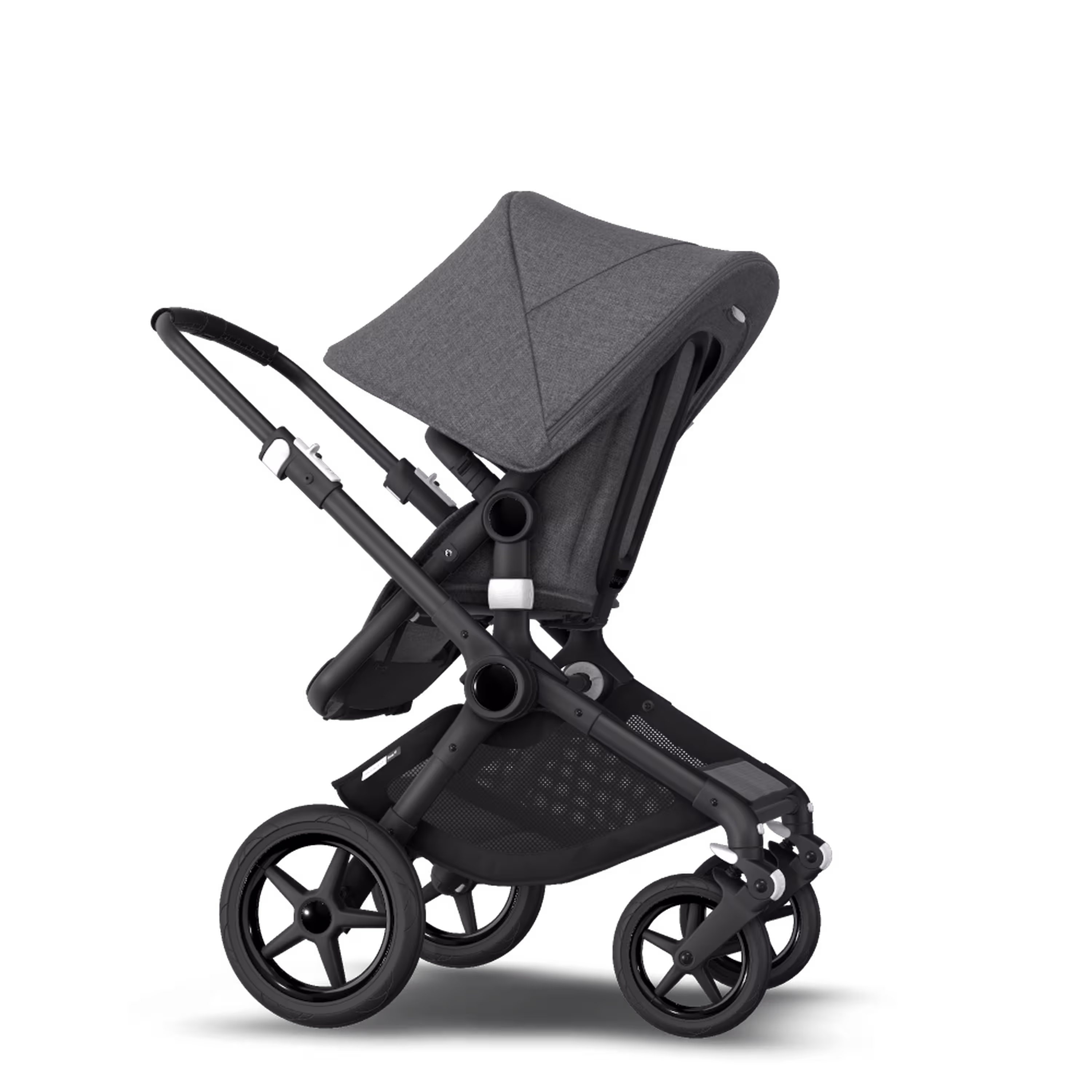 Bugaboo Fox 2 seat and bassinet stroller grey melange sun canopy, grey melange fabrics, black chassis - Main Modal Image Slide 4 van 10