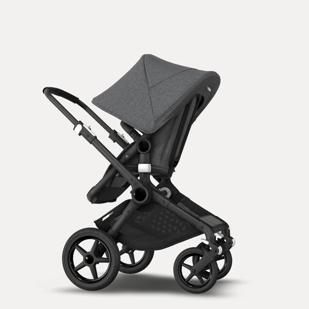 Bugaboo Fox 2 seat and bassinet stroller grey melange sun canopy, grey melange fabrics, black chassis - Main Image Slide 4 of 10