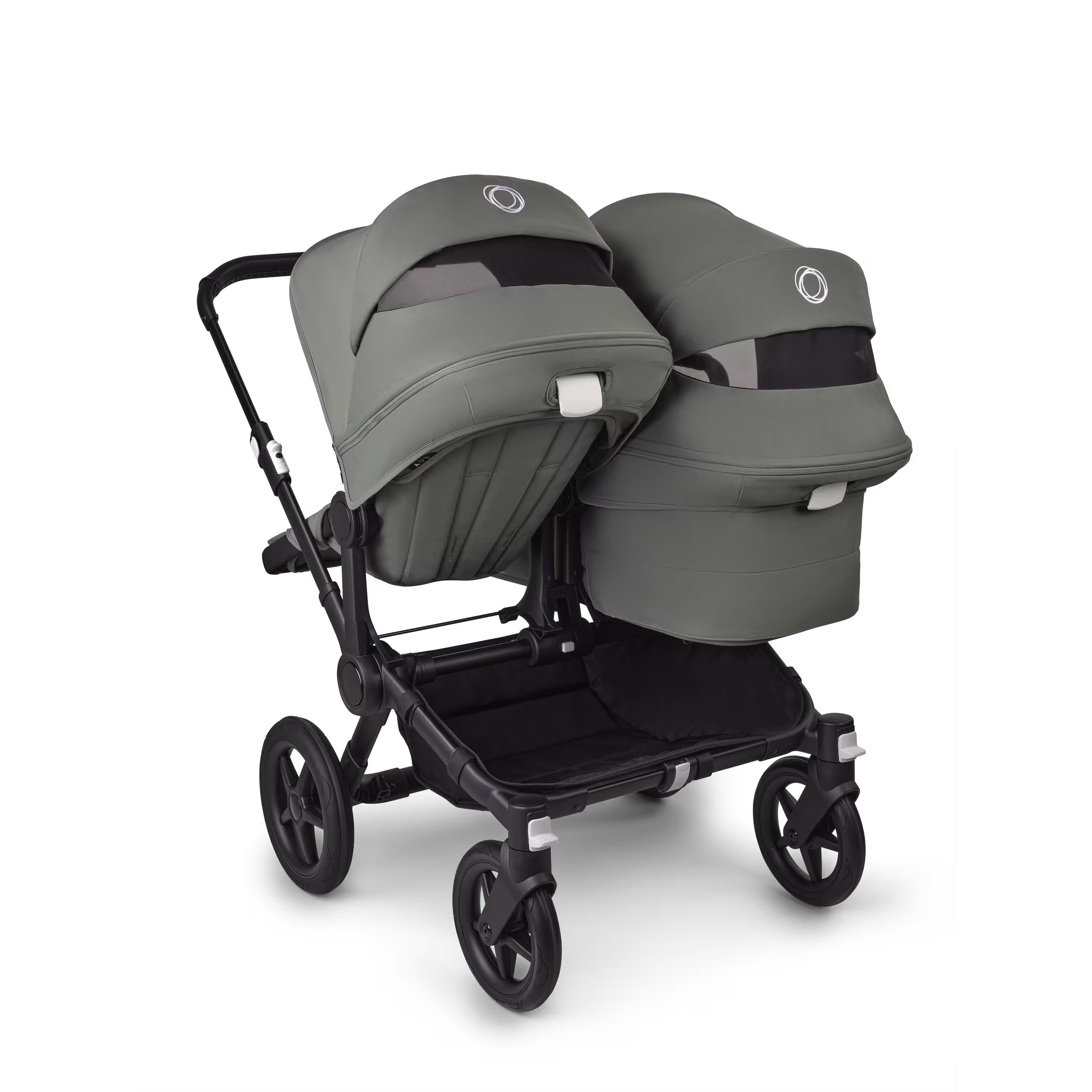 Bugaboo Donkey 5 Duo double stroller black base, forest green fabrics, forest green sun canopy - Main Modal Image Slide 4 of 11