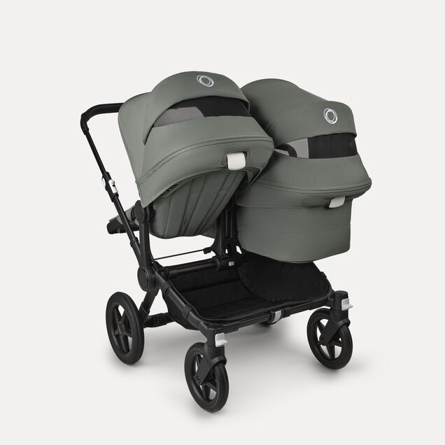 Bugaboo Donkey 5 Duo double stroller black base, forest green fabrics, forest green sun canopy - Main Image Slide 4 of 11