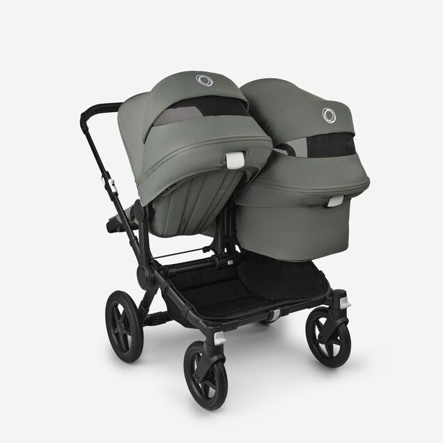 Bugaboo Donkey 5 Duo double stroller black base, forest green fabrics, forest green sun canopy - Main Image Slide 4 of 11