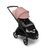 Bugaboo Dragonfly seat stroller with black chassis, grey melange fabrics and morning pink sun canopy. The sun canopy is fully extended. - Thumbnail Slide 3 of 16
