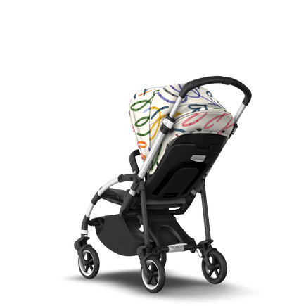 Bugaboo Bee 6 seat stroller aluminium base, grey fabrics, art of discovery white sun canopy