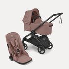 Bugaboo x Konges SlØjd limited edition Dragonfly Plus 2-in-1 pushchair black base, dusty pink fabrics, dusty pink sun canopy