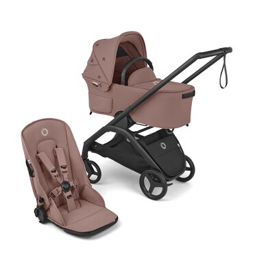 Bugaboo x Konges SlØjd limited edition Dragonfly Plus 2-in-1 pushchair black base, dusty pink fabrics, dusty pink sun canopy