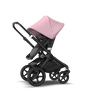 Bugaboo Fox 2 Seat and Bassinet Stroller soft pink sun canopy grey melange style set, black chassis - Thumbnail Slide 5 of 6