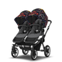 Bugaboo Donkey 5 Twin bassinet and seat stroller graphite base, grey mélange fabrics, art of discovery dark blue sun canopy - Thumbnail Slide 12 of 15