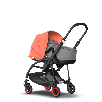 EMEA - Bee 5 seat and bassinet stroller Coral collection, black chassis