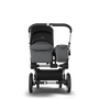 Bugaboo Donkey 3 Mono seat and bassinet stroller black sun canopy, grey melange fabrics, aluminium base - Thumbnail Slide 3 of 10