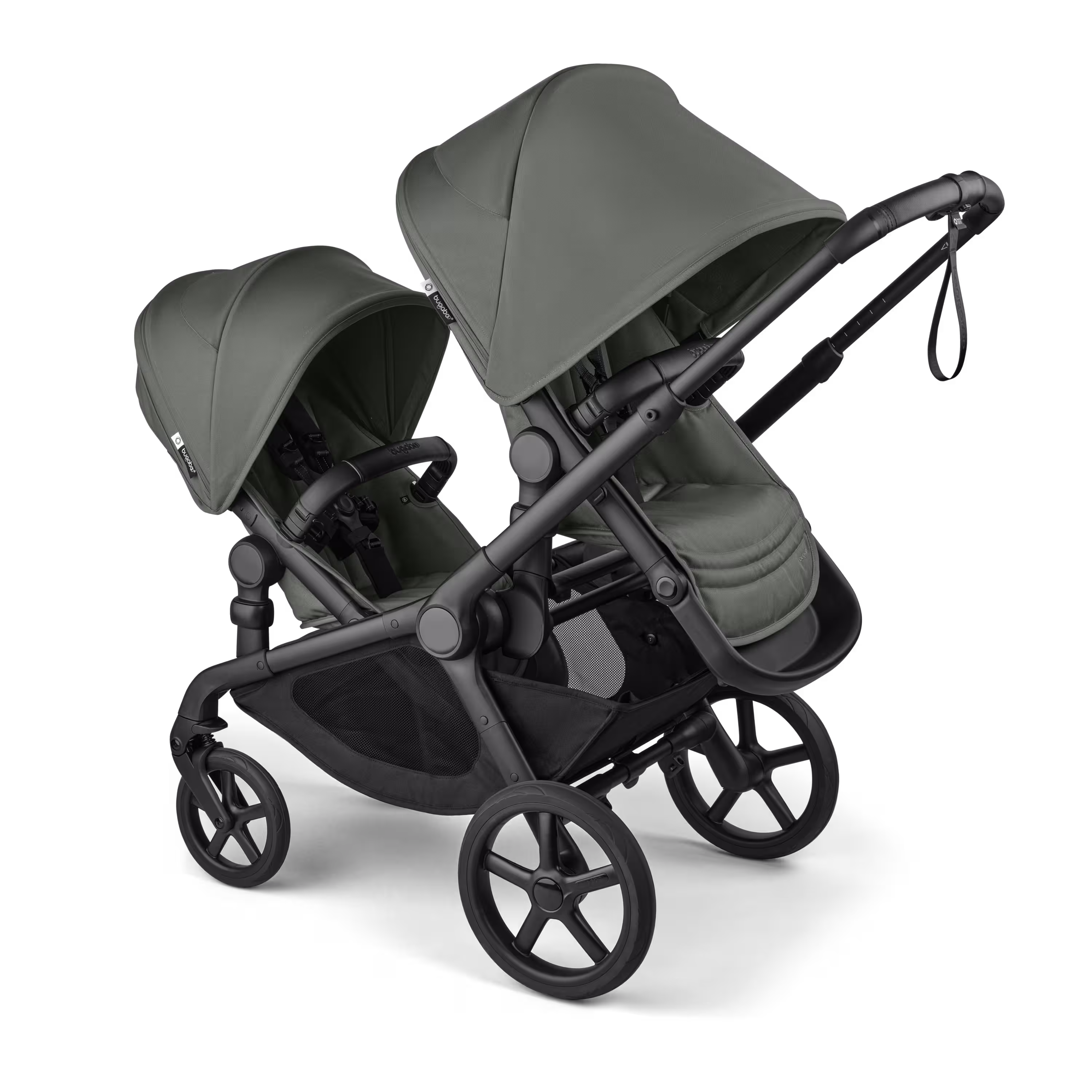 Bugaboo Kangaroo seat-only tandem black base, forest green fabrics, forest green sun canopy - Main Modal Image Slide 1 of 12