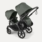 Bugaboo Kangaroo seat-only tandem black base, forest green fabrics, forest green sun canopy