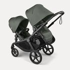 Bugaboo Kangaroo seat-only tandem black base, forest green fabrics, forest green sun canopy