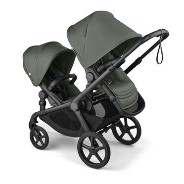 Bugaboo Kangaroo seat-only tandem black base, forest green fabrics, forest green sun canopy