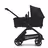 Side view of the Bugaboo Dragonfly carrycot pushchair with black chassis, midnight black fabrics and midnight black sun canopy. - Thumbnail Slide 3 of 16