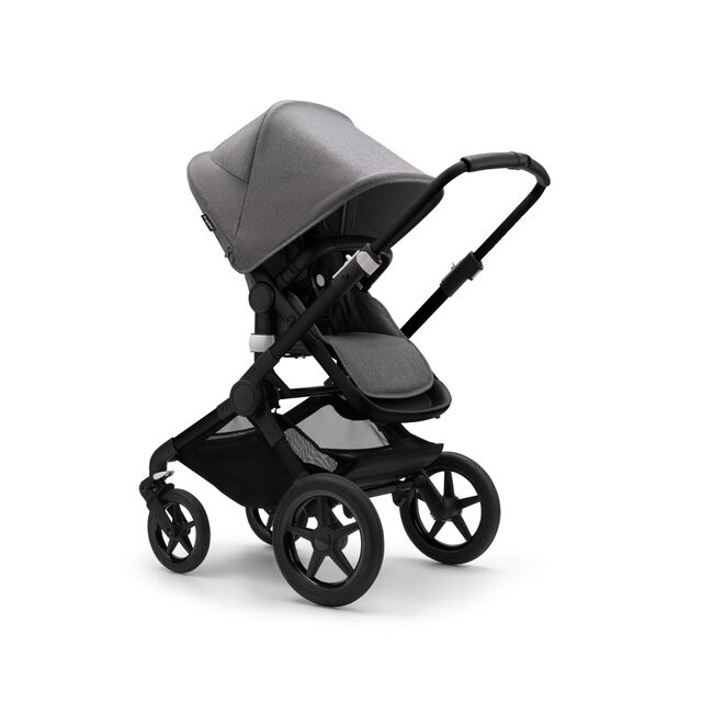 Bugaboo Fox 3 barnvagn med sittdel med svart ram, grå klädsel och sufflett. - Main Image Slide 7 of 7
