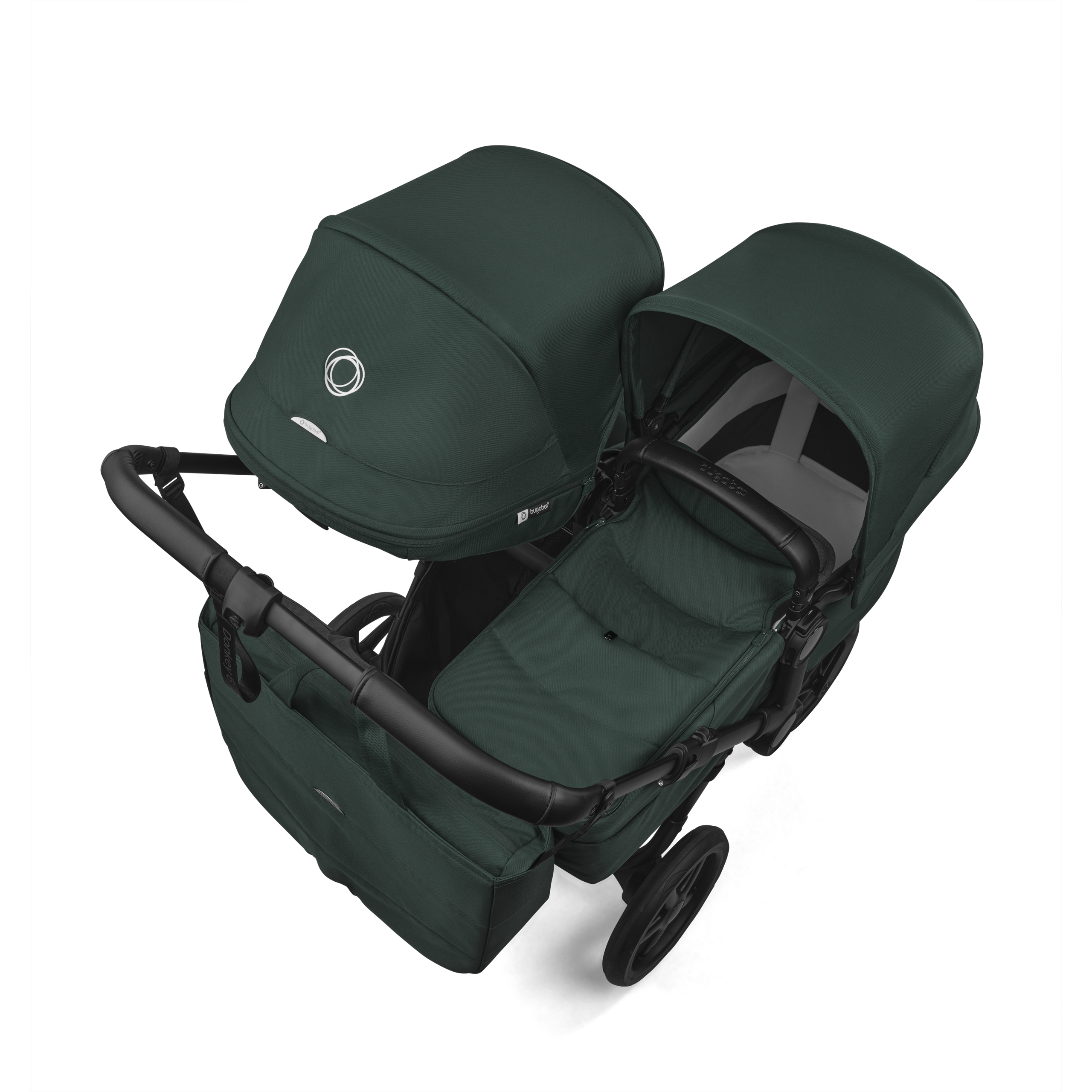 Bugaboo Donkey 6 double pram black base, fern green fabrics, fern green sun canopy - Thumbnail Slide 4 of 10