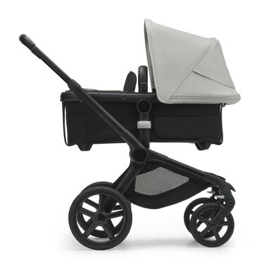Refurbished Bugaboo Fox 5 bassinet and seat stroller black base, midnight black fabrics, misty white sun canopy - view 2