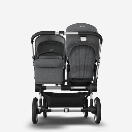 Bugaboo Donkey 3 Duo seat and bassinet stroller grey melange sun canopy, grey melange fabrics, aluminium base