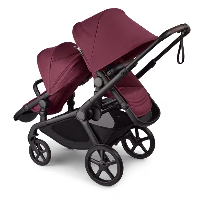 Bugaboo Kangaroo 2-in-1 tandem stroller with one seat facing the parent and one seat facing the world, with Dark Cherry fabrics and Dark Cherry sun canopies. - Main Image Slide 5 of 18