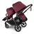 Bugaboo Kangaroo 2-in-1 tandem stroller with one seat facing the parent and one seat facing the world, with Dark Cherry fabrics and Dark Cherry sun canopies. - Thumbnail Slide 5 of 18