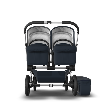 EU Bugaboo Donkey 2 Twin Seat and Bassinet Classic Dark Navy, Aluminium Chassis