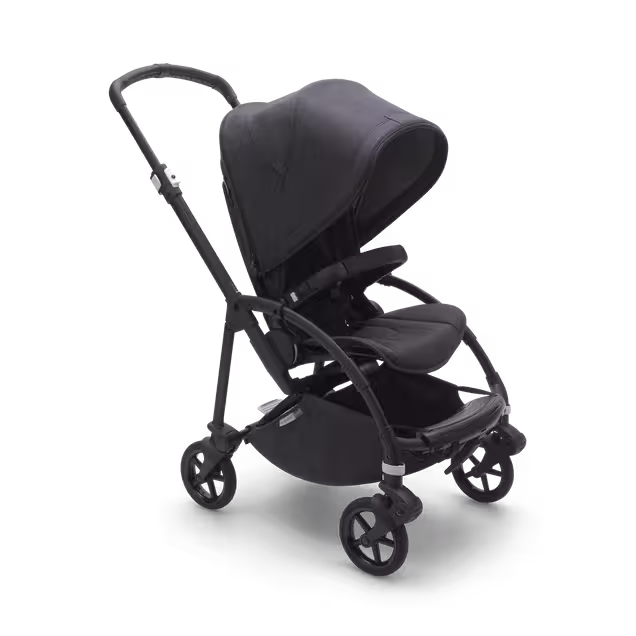 Bugaboo Bee 6 bassinet and seat stroller black base, black fabrics, mineral washed black sun canopy - Main Image Slide 1 of 2