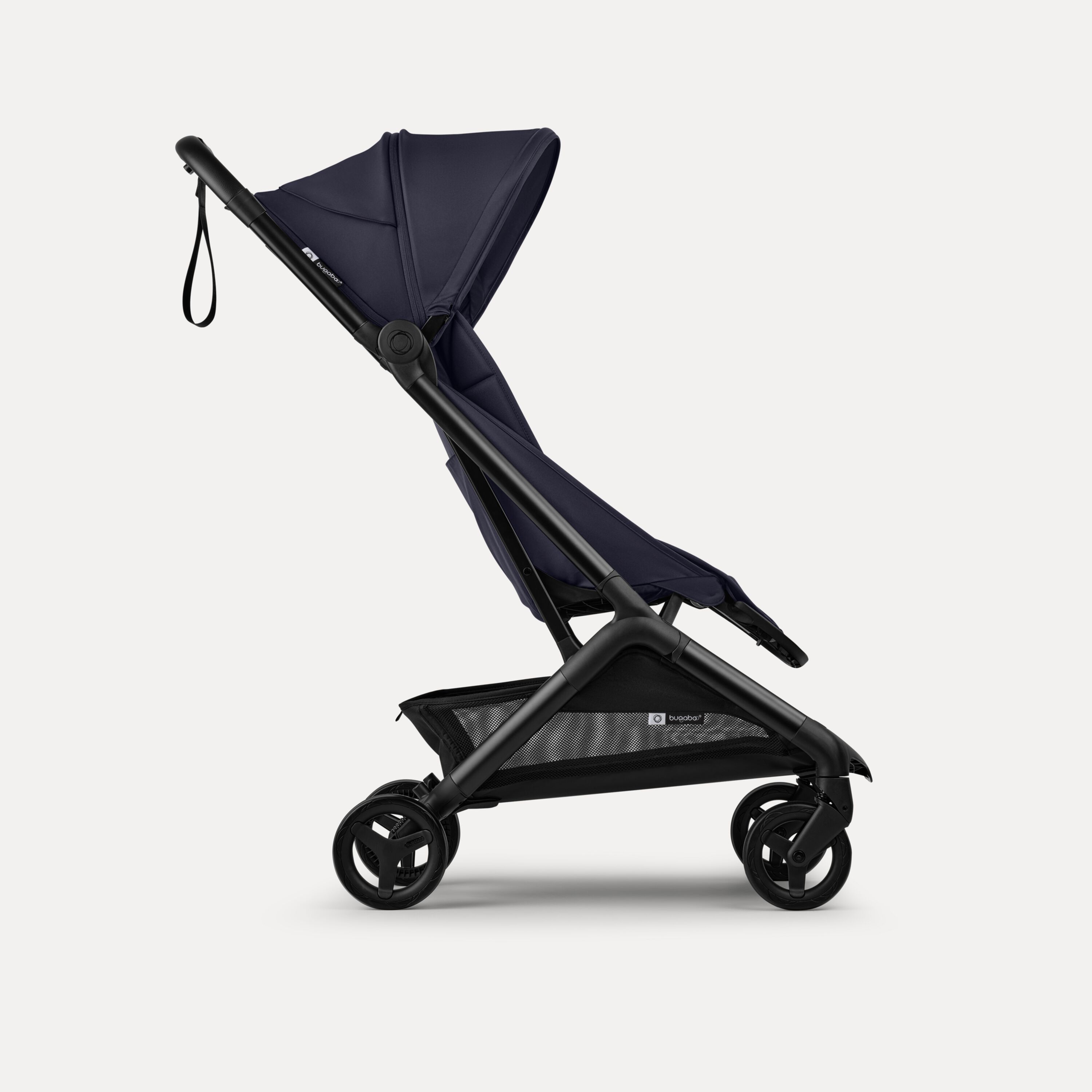 Bugaboo Butterfly 2 travel stroller black base, deep indigo fabrics, deep indigo sun canopy - Main Modal Image Slide 2 van 8