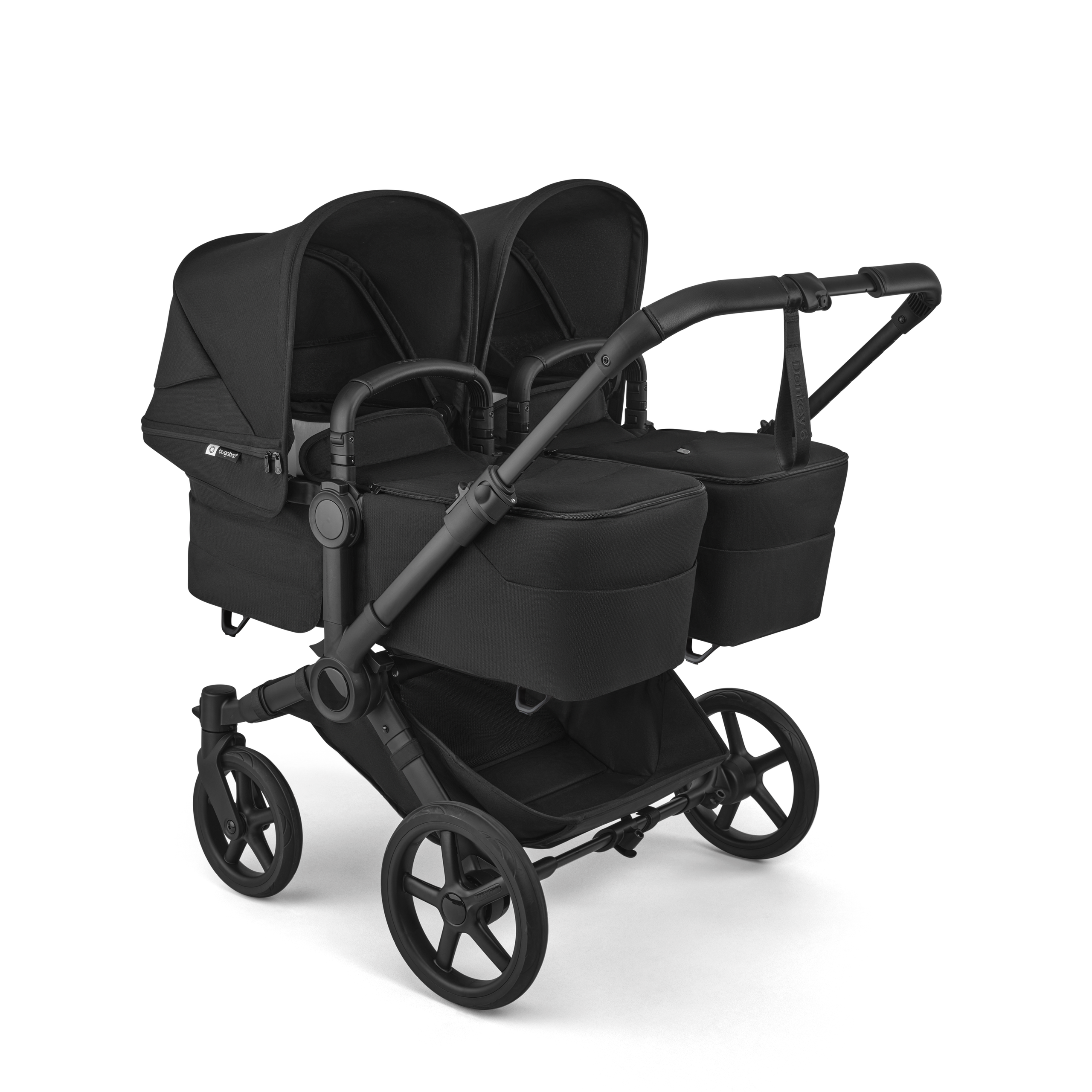 Bugaboo Donkey 6 twin stroller black base, heritage black fabrics, heritage black sun canopy - Thumbnail Slide 1 of 8
