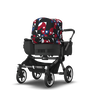 Bugaboo Donkey 5 Mono bassinet and seat stroller graphite base, midnight black fabrics, animal explorer red/ blue sun canopy - Thumbnail Slide 8 van 9