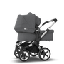 Bugaboo Donkey 3 Duo seat and bassinet stroller grey melange sun canopy, grey melange fabrics, aluminium base