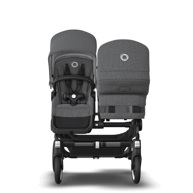 Bugaboo Donkey 5 Duo bassinet and seat stroller graphite base, grey mélange fabrics, grey mélange sun canopy - Main Image Slide 2 van 14