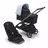 Bugaboo Dragonfly bassinet and seat stroller with graphite chassis, midnight black fabrics and skyline blue sun canopy. - Thumbnail Slide 1 of 16