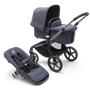 Bugaboo Fox 5 bassinet and seat stroller with graphite chassis, grey melange fabrics and stormy blue sun canopy. - Thumbnail Slide 1 of 14