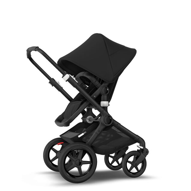 Bugaboo Fox 2 seat and bassinet pram black sun canopy, black fabrics, black chassis - Main Image Slide 7 of 8